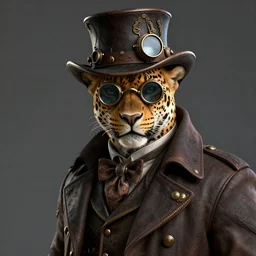 steampunk male leopard portrait, handsome, steampunk hat, detective coat, steampunk monocle, hyper realistic 3 d render by ilya kuvshinov, peter mohrbacher, greg rutkowski, ryohei hase, dramatic lighting, intricate, highly detailed, sharp focus, luminous, unreal engine, blender, artstation, masterpiece, ray tracing