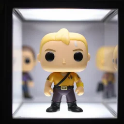 photograph of Funko Pop doll of Captain Picard taken in a light box with studio lighting, some background blur