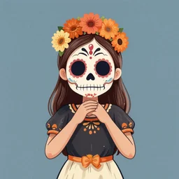Illustration of a day of the dead girl, art by Esao Andrews