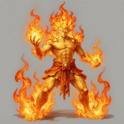 gigachad god of fire, painting by gaston bussiere, j. c. leyendecker, yoji shinkawa