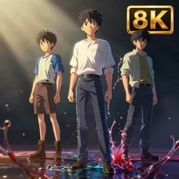 photorealistic dramatic liquids anime people render, colorful, atmosphere cinematic, by wlop, by ilyu kuvshinov, by makoto shinkai, soft shadows, artstation, concept art, super detailed, unreal engine 5, octane render, vfx, houdini, 8 k, super realistic, full body, ufotable studio art style, global illumination, volumetric light, trending in pixiv