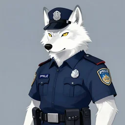 a anthropomorphic wolf police officer with white fur. Renowned character illustration by by Edgar Maxence and Ross Tran