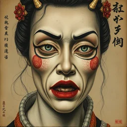 kuchisake - onna mask, by shin hanga, chie yoshii and sean yoro