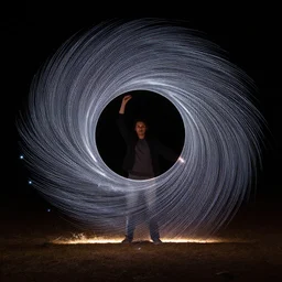 opening a dark dimension portal ritual with a long exposure light painting