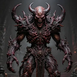 horrifying monster in hell, maximalist, high detail, 8k, ornate, dark fantasy, realistic, masterpiece, Trending on art station, complex, WLOP