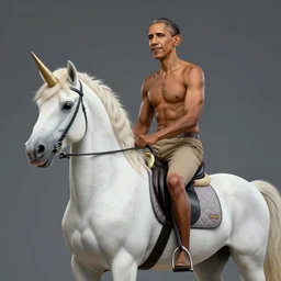 obama riding on a unicorn, au naturel, hyper detailed, digital art, trending in artstation, cinematic lighting, studio quality, smooth render, unreal engine, octane rendered, art style,