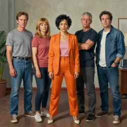 A highly detailed, photorealistic painting of a scene from Orange Is The New Black, in the style of Tom Bagshaw, Claudio Bravo and Robert Mapplethorpe, 8k, high octane render, unreal engine 5