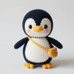 crocheted penguin doll,