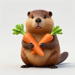a beaver holding carrots, detailed digital art, trending on Artstation