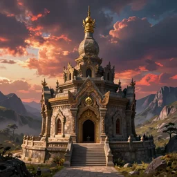 Windwalker Shrine, beautiful landscape, fantasy-style, cinematic lighting, photorealism. trending on Flickr ,CGSociety, Eldritch color scheme, Pastiche by Albrecht Dürer, Pastiche by Don Maitz