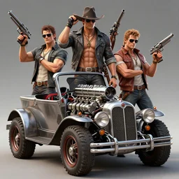 madmax gangster vintage car supercharger and guns, artstation, fantasy