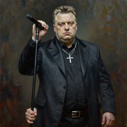 viktor orban as a black metal singer, oil painting by dariusz zawadzki, hr giger