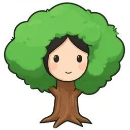 cartoon tree, woman's face
