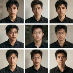 grid of 1 0 0 images, combining together to the one photo of a man