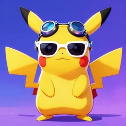 pikachu wearing white acne studios mustang sunglasses, clout goggles, synthwave style, 8 k vaporwave art, trending on artstation,