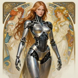 fully body, stunningly beautiful woman cyborg robot in metal  by sorayama , highly detailed, digital painting, artstation, concept art, sharp focus, illustration, art by artgerm and greg rutkowski and alphonse mucha