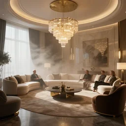 a luxury livingroom, unreal engine render. lightning, cinematic lighting, fog. john berkey, peder balke, john watkiss, and paul gustav fischer.