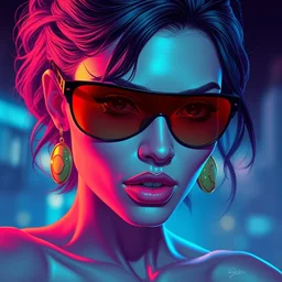 portrait of synthwave 8 0 s gorgeous confident megan fox wearing sunglasses, varga, digital art, greg rutkowski, loish, rhads, beeple, makoto shinkai and lois van baarle, frank miller, ilya kuvshinov, rossdraws, tom bagshaw, glamour pose, alphonse mucha