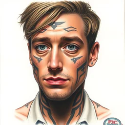 face tattoo, by wes anderson
