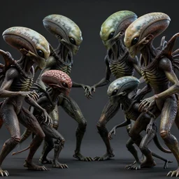 aliens brainsuckers fights with star wars creatures, perfect faces, cinematic, fine details, studio lighting, subtle shadows, rendered in vue, art by katsuya terada and studio ghibli, photorealism, hyper realism, mental ray render, hyper detailed, canon eos r 3, f / 1. 4, iso 2 0 0, 1 / 1 6 0 s, medium shot, 8 k, raw, unedited, in - frame,