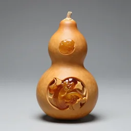 gourd carved into the shape of amber heard hybrid intercross mix as a gourd