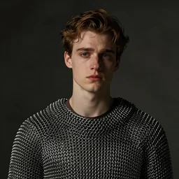 sad prince charming in chainmail, medium portrait shot, portrait, cinematic, moody light, highly realistic