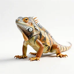 low-poly iguana, photorealistic wildlife photography, full body, isolated on a pure white background, centered, entire subject in frame, sharp focus, soft studio lighting