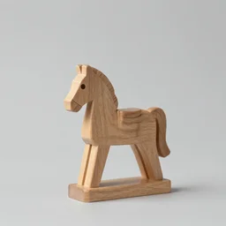 little wooden horse statue, minimalist