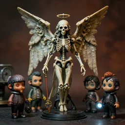 vintage eldritch bone angel of death : : by mark ryden, lisa frank, marion peck, esao andrews : : action figure, sofubi, collectable figurine : : studio lighting, colored gels, colored background : : kodak portra 5 0 0, wetplate, flashlight, muted colours, shallow dof