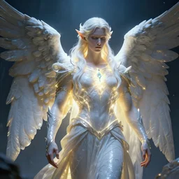 a portrait of a glowing enchanted hard angelic heavenly male elf made of stone in heaven, fantasy, octane render, unreal engine, artstation, digital painting.