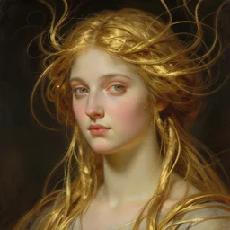 portrait of gaea goddess with thin gold tendrils, intricate, elegant, highly detailed, digital painting, artstation, concept art, smooth, sharp focus, illustration, art by artgerm and greg rutkowski and alphonse mucha and william - adolphe bouguereau