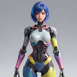 a colorfull cyborg lady, trending on artstation, smooth, detailed, sharp focus, realistic, masterpiece, epic, realistic,volumetric lighting, great, uhd, by artstation, anime style