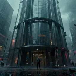 architecture by syd mead. thick rain. grizzled. screenshot from the liveaction cyberpunk detective show. examining. moody. masterpiece, magnum opus, monumental achievement, classic gem. octane render. nvidia amd graphics demo. lighting by james gurney. trending. artstation cgsociety behance. 4 k. beyond style stylish polished slick smooth spectacle spectacular fantastic staggering stunning flashy.