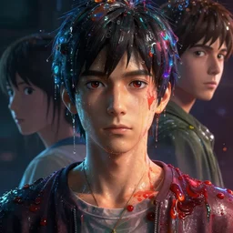 photorealistic dramatic liquids anime people render, detailed face, colorful, atmosphere cinematic, by wlop, by ilyu kuvshinov, by makoto shinkai, soft shadows, concept art, super detailed, unreal engine 5, octane render, vfx, houdini, 8 k, super realistic, ufotable studio art style, global illumination, volumetric light, trending in pixiv, dramatic color