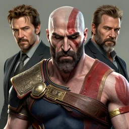 a highly detailed beautiful portrait of tony stark as kratos, by gregory manchess, james gurney, james jean