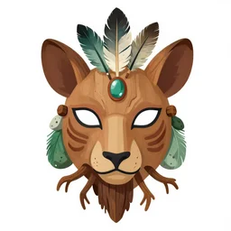 animal mask totem roots tribal feather gemstone plant wood rock shaman vodoo video game vector illustration vivid multicolor borderlands comics by josan gonzales and dan mumford radiating a glowing aura
