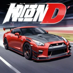 nissan gt r 3 5 nismo initial d, anime art