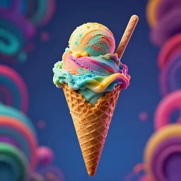 psychedelic dmt ice cream cone, vivid colors