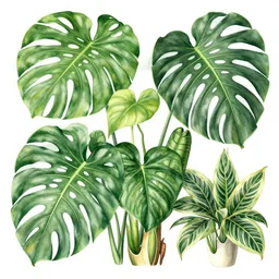 elaborate colourful natural monstera deliciosa and zebrina alocasia illustrations by ernst haeckel of the biological world