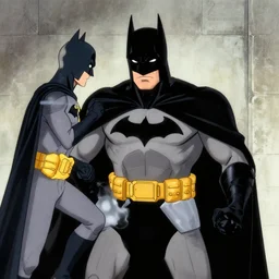 Batman doing a staring contest