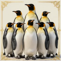 portrait of a team of penguins in style of Midjourney, insanely detailed and intricate, golden ratio, elegant, ornate, elite, haunting, matte painting, cinematic, cgsociety, James jean, Noah Bradley, Darius Zawadzki, vivid and vibrant