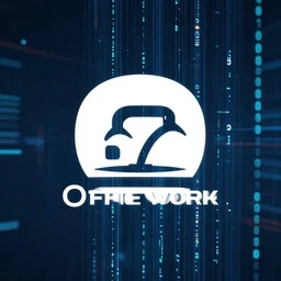 office work logo, streams of data, digital art