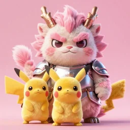 high quality 3 d render hyperrealist very cute pastel fluffy! grumpy griffin cat hybrid with armor, vray smooth, in the style of detective pikachu, hannah yata charlie immer, dramatic pink light, low angle, uhd 8 k, sharp focus