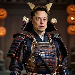 elon musk dressed up as a samurai for halloween, hd, high resolution, hyper realistic, 4 k, intricate detail