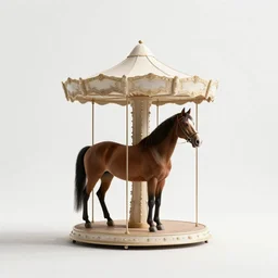 minimalist carousel horse, studio product photography, isolated on a pure white background, centered, entire object in frame, sharp focus, soft studio lighting