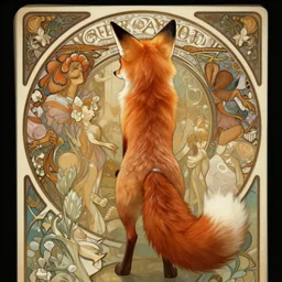 female furry fox, rear view, zootopia, fantasy, intricate, cinematic digital painting, artstation, concept art, sharp focus, illustration, artgerm, greg rutkowsk, alphonse mucha