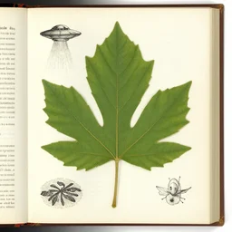 high resolution scan of the leaves in the pages of an herbarium, by john howe, alien style, 9 0 s ufo style, marginalia, scientific book, textbook