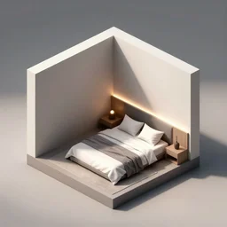 Isometric 3D interior of a modern minimalist bedroom