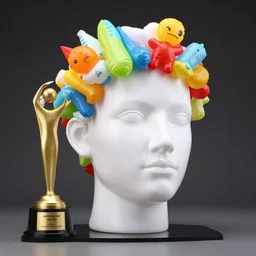 a long shot of a giant award winning sculpture of a human head made out of inflatable toys, on the surface of the ocean, in the style of chad knight, hyper detailed, hyper realistic, ray tracing, 8 k resolution, sharp focus, realistic water