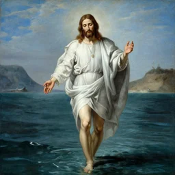 Jesus Christ walking on water by Marc Simonetti